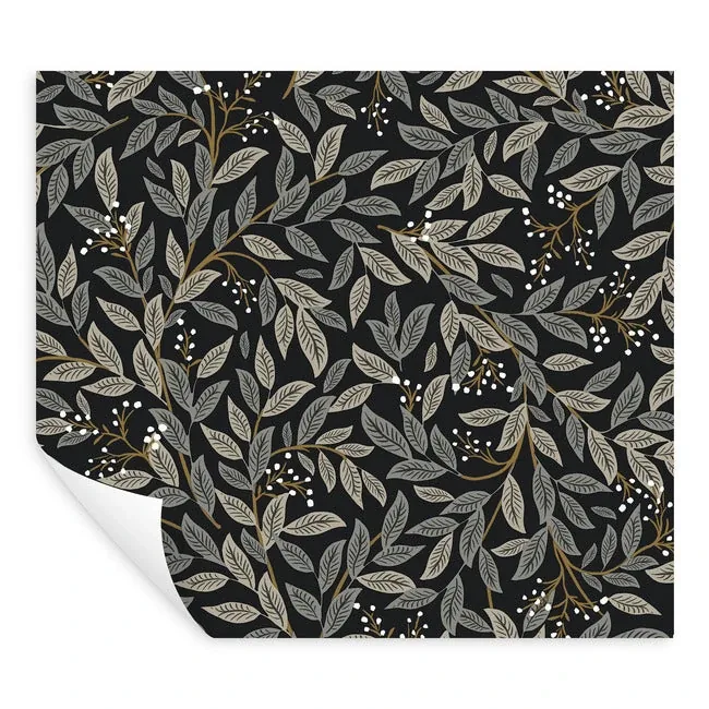 York Wallcoverings Willowberry Black Peel & Stick Wallpaper - SKU PSW1472RL