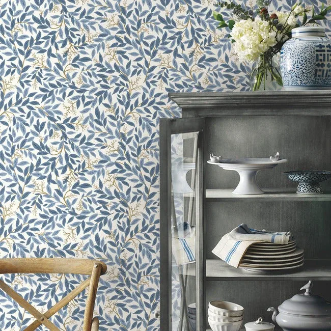 York Wallcoverings Willowberry Blue & White Peel & Stick Wallpaper - SKU PSW1469RL