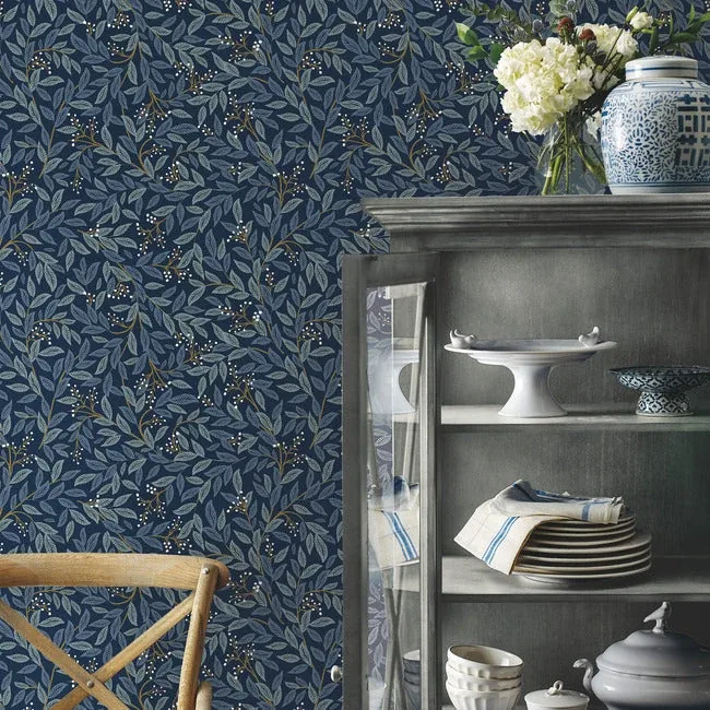 York Wallcoverings Willowberry Navy Peel & Stick Wallpaper - SKU PSW1470RL