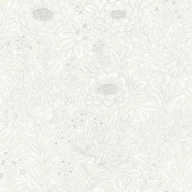 BW3921 | Wood Block Blooms Cream Wallpaper