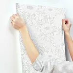 York Wallcoverings Wood Block Blooms Taupe & Silver Wallpaper - SKU BW3922