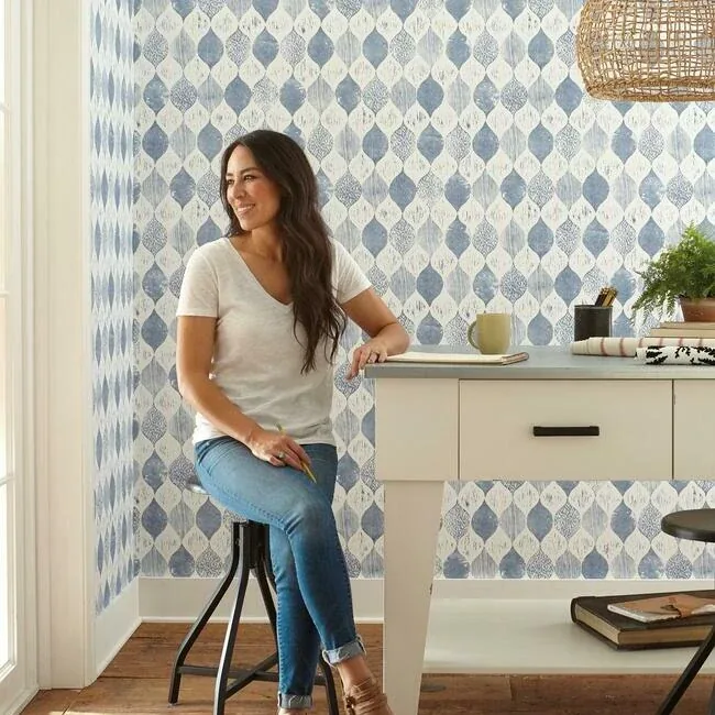 York Wallcoverings Woodblock Blue Wallpaper | Wallpaper Twins York Wallcoverings Woodblock Blue Wallpaper - SKU ME1568