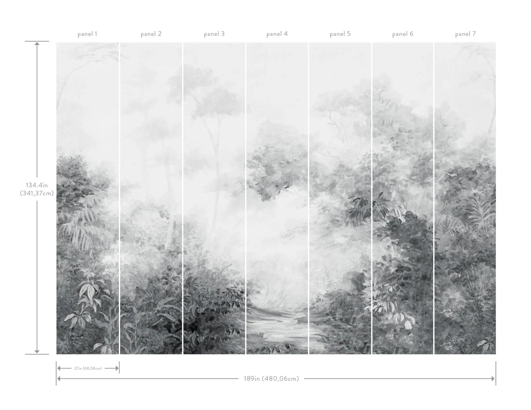 York Wallcoverings Woodland Black & White Wall Mural | Wallpaper Twins York Wallcoverings Woodland Black & White Wall Mural - SKU MF4808M