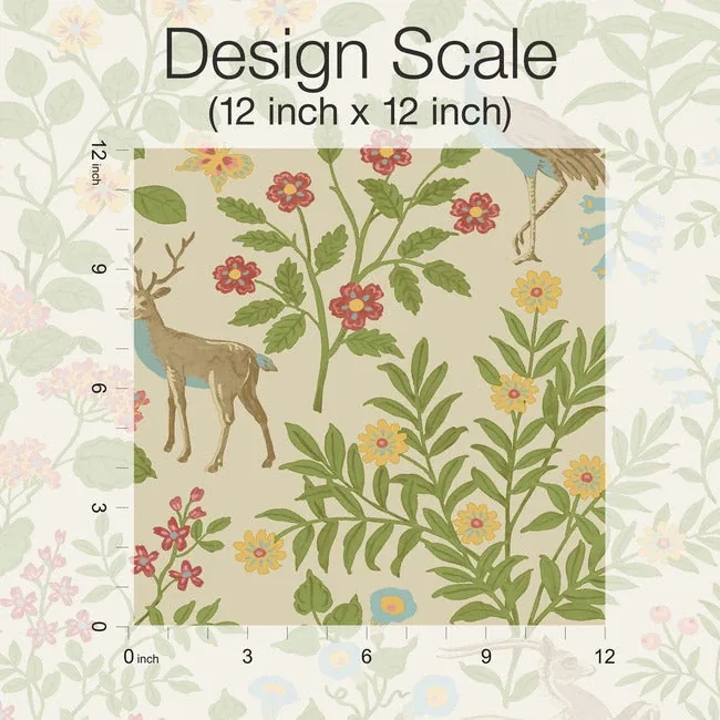 York Wallcoverings Woodland Floral Linen Peel & Stick Wallpaper - SKU PSW1436RL