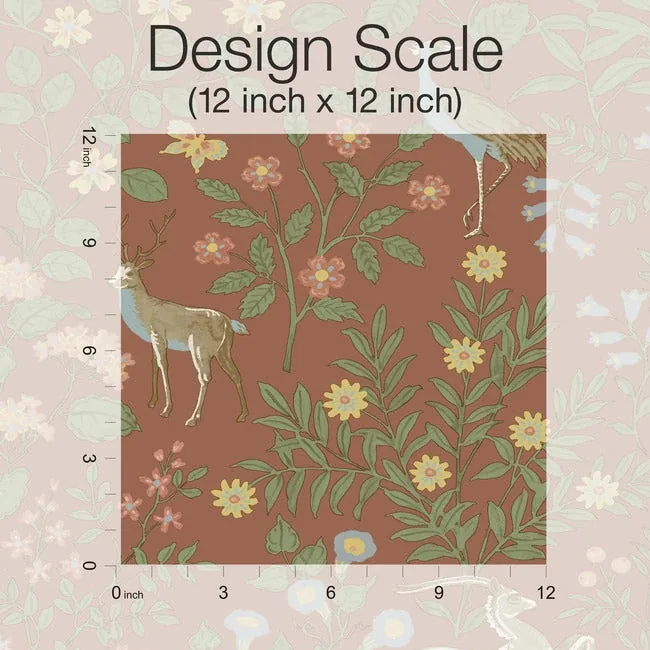 York Wallcoverings Woodland Floral Rust Peel & Stick Wallpaper - SKU PSW1438RL