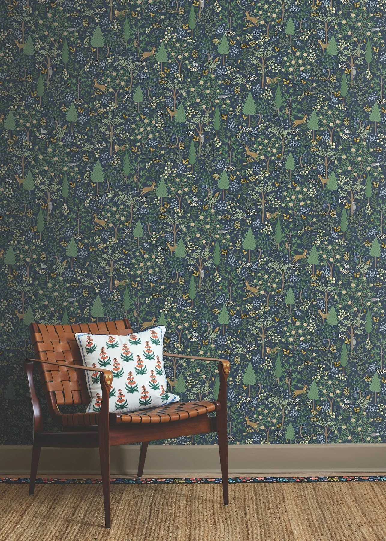 York Wallcoverings Woodland Navy Peel & Stick Wallpaper - SKU PSW1547RL