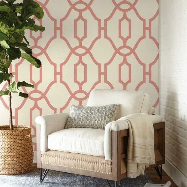 York Wallcoverings Woven Trellis Pompian Red Wallpaper | Wallpaper Twins York Wallcoverings Woven Trellis Pompian Red Wallpaper - SKU ME1556