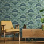 York Wallcoverings Yarrow Nouveau Blue & Green Wallpaper | Wallpaper Twins York Wallcoverings Yarrow Nouveau Blue & Green Wallpaper - SKU NV5558