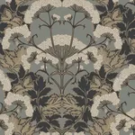York Wallcoverings Yarrow Nouveau Charcoal & Gold Wallpaper | Wallpaper Twins York Wallcoverings Yarrow Nouveau Charcoal & Gold Wallpaper - SKU NV5557