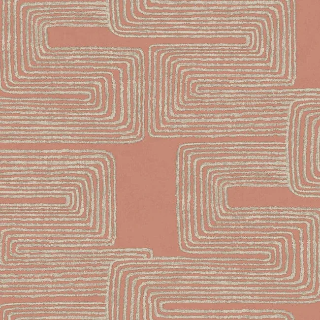 York Wallcoverings Zulu Thread Coral & Glint Wallpaper - SKU AG2031