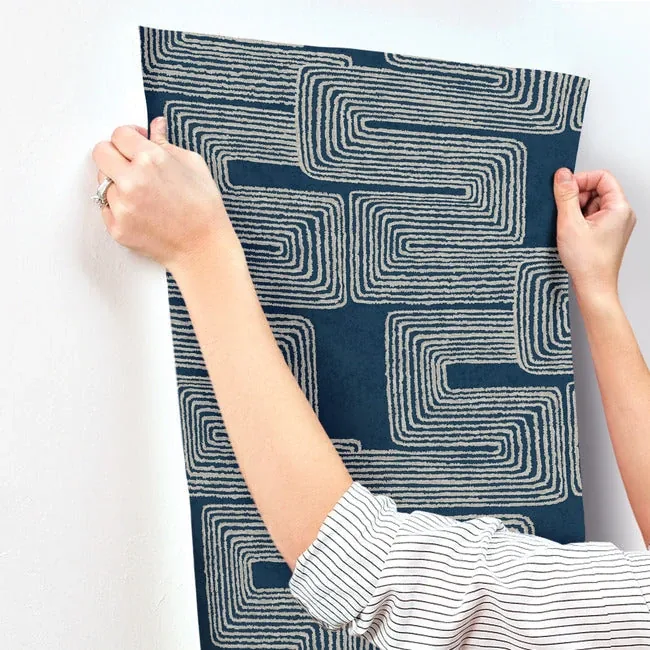 York Wallcoverings Zulu Thread Midnight & Silver Wallpaper - SKU AG2033