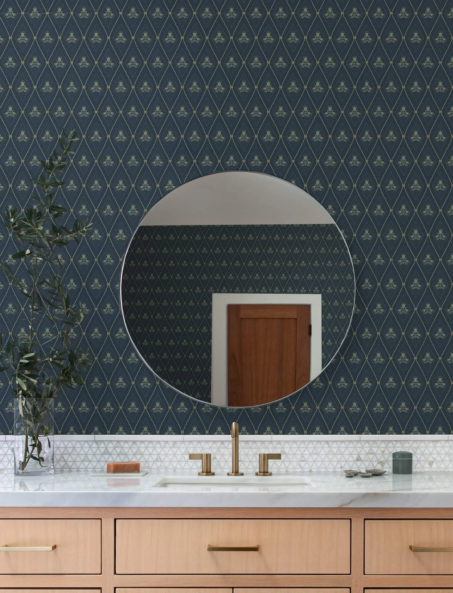 A-Street Prints Alma wallpaper, color Navy, SKU 4201-48033