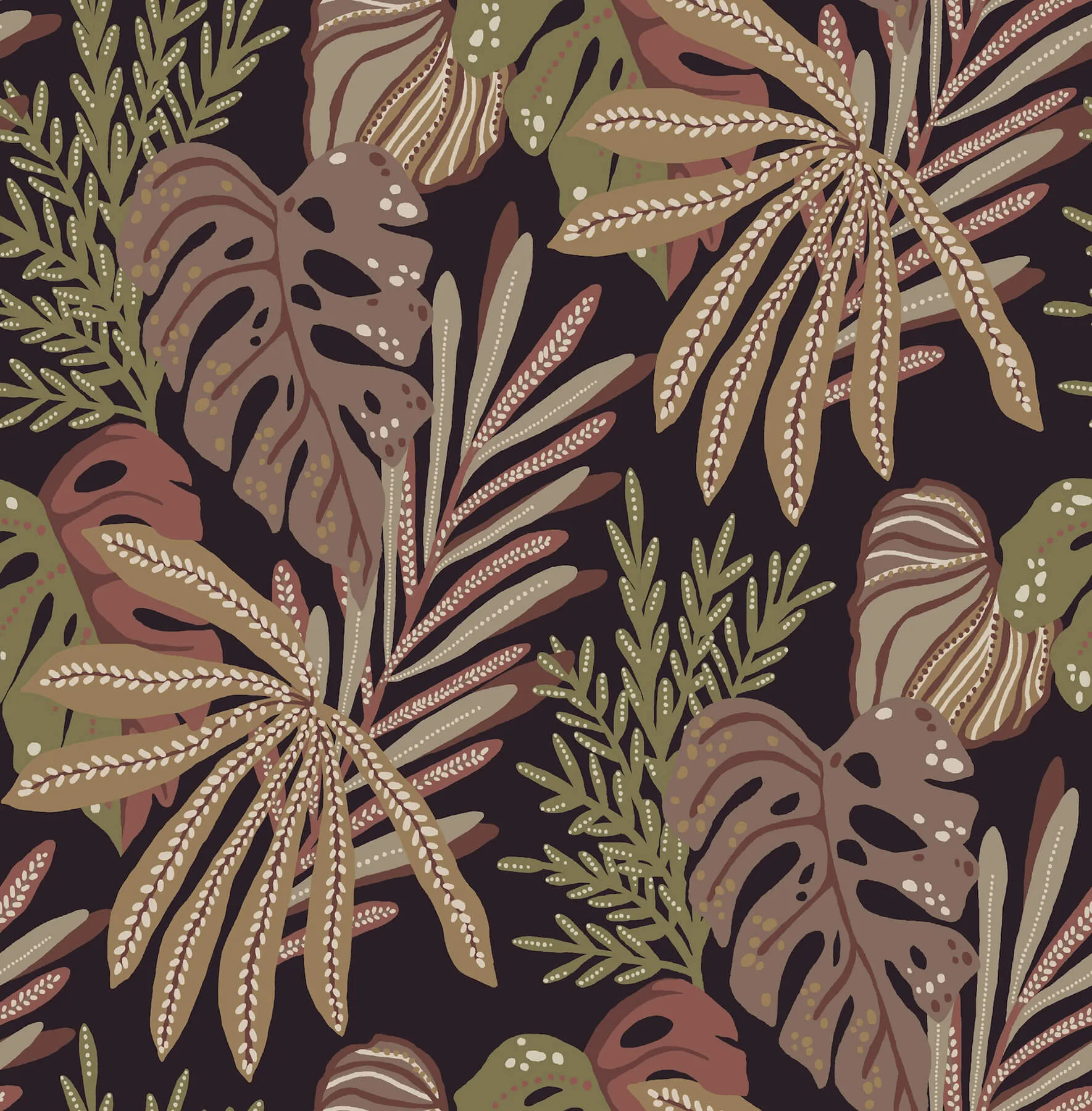 A-Street Prints Alocasia wallpaper, color Burgundy, SKU 4177-27738