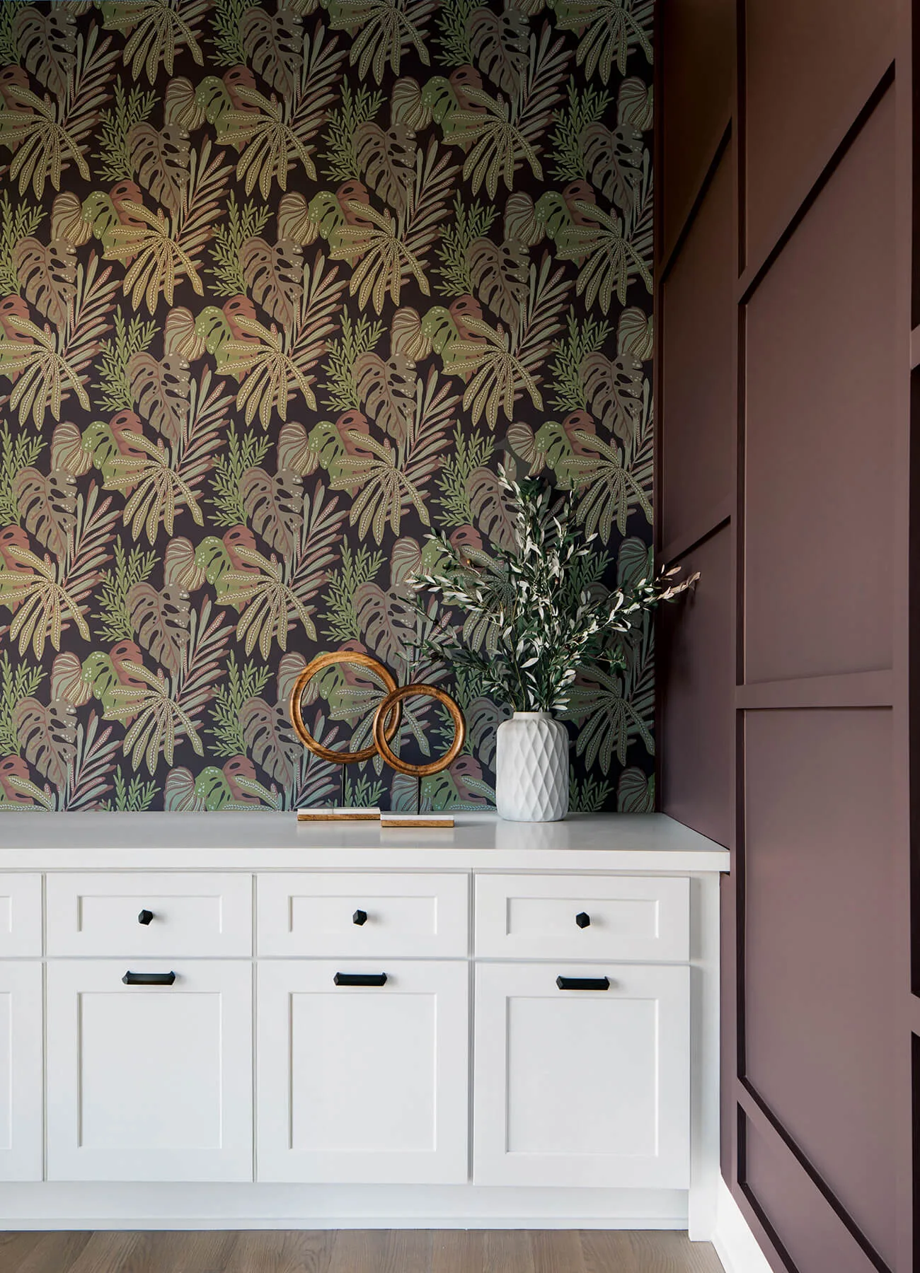 A-Street Prints Alocasia wallpaper, color Burgundy, SKU 4177-27738