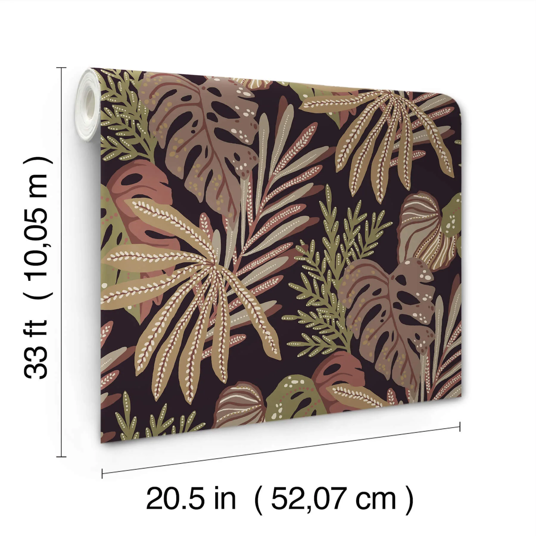 A-Street Prints Alocasia wallpaper, color Burgundy, SKU 4177-27738