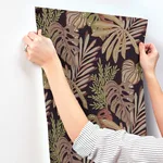 A-Street Prints Alocasia wallpaper, color Burgundy, SKU 4177-27738