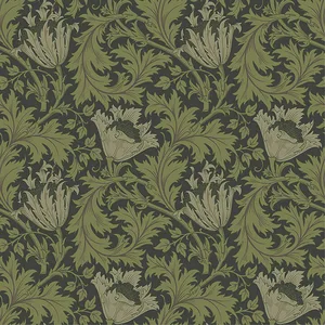 A-Street Prints Anemone wallpaper, color Dark Green, SKU 4153-82005