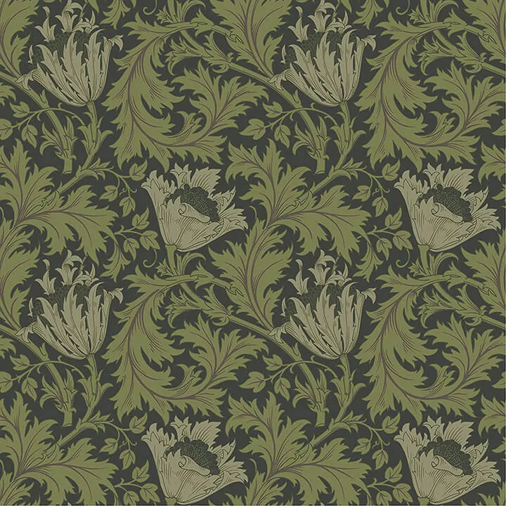 A-Street Prints Anemone wallpaper, color Dark Green, SKU 4153-82005