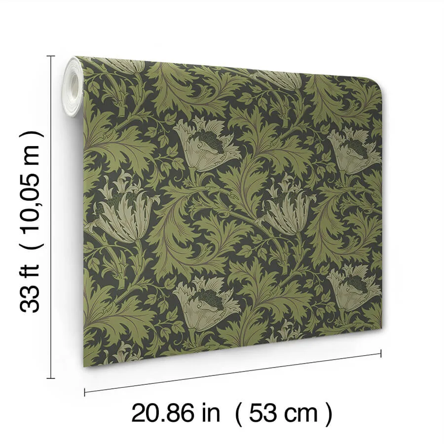 A-Street Prints Anemone - Dark Green Wallpaper | Buy Online A-Street Prints Anemone wallpaper, color Dark Green, SKU 4153-82005