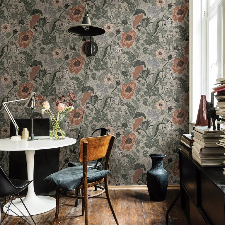 A-Street Prints Anemone wallpaper, color Grey, SKU 2948-33001