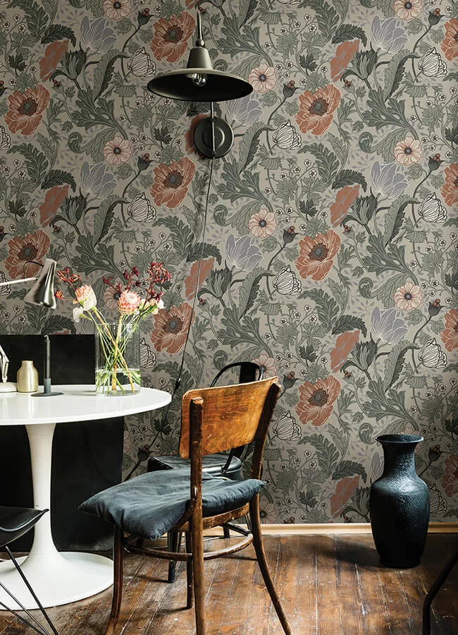 A-Street Prints Anemone - Grey Wallpaper | Buy Online A-Street Prints Anemone wallpaper, color Grey, SKU 4080-33001