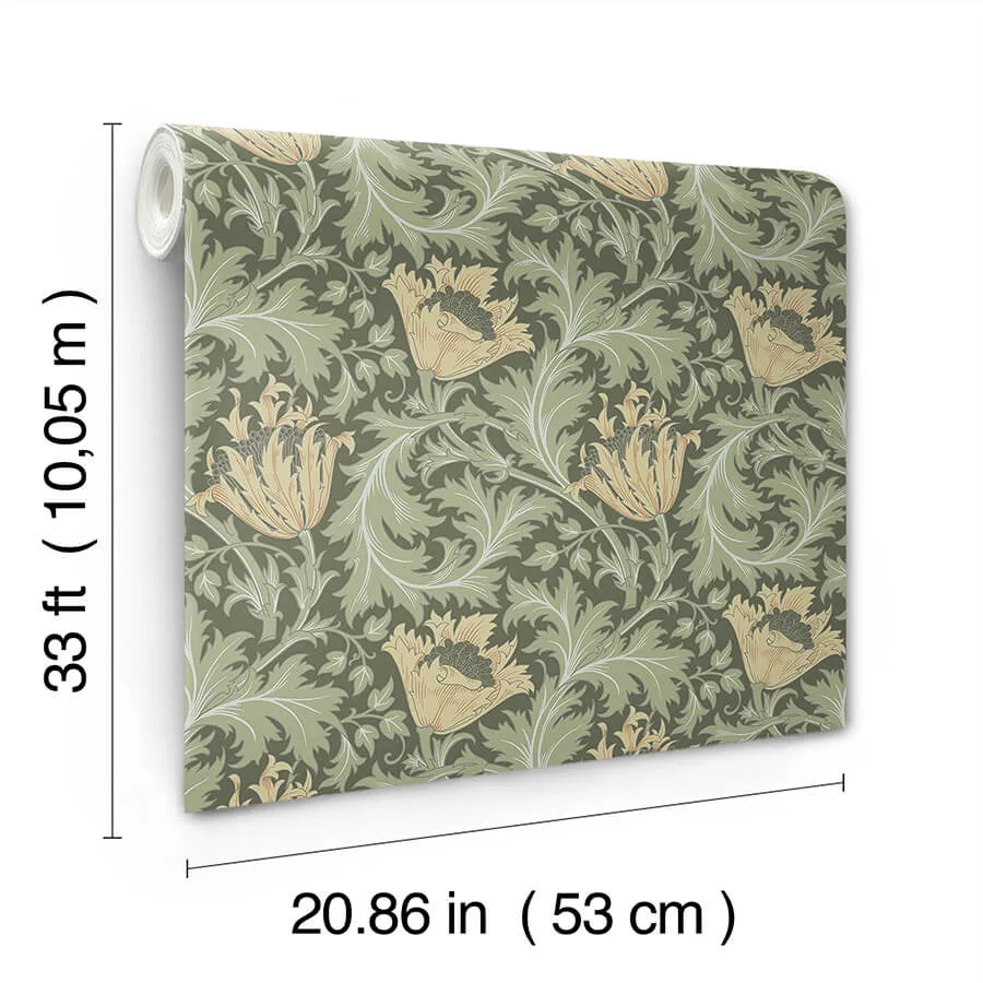 A-Street Prints Anemone - Moss Wallpaper | Buy Online A-Street Prints Anemone wallpaper, color Moss, SKU 4153-82004