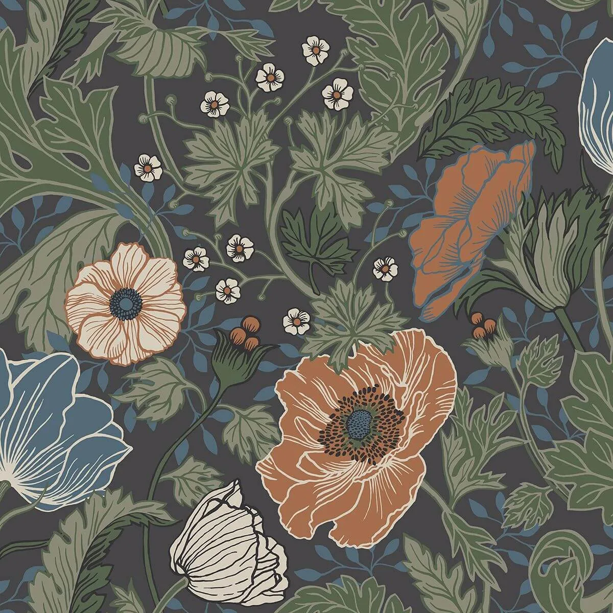 A-Street Prints Anemone wallpaper, color Multicolor, SKU 2948-33003
