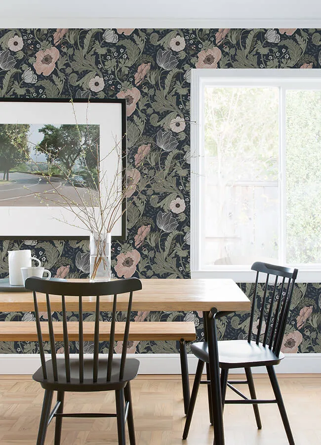 A-Street Prints Anemone - Navy Wallpaper | Buy Online A-Street Prints Anemone wallpaper, color Navy, SKU 4080-44103