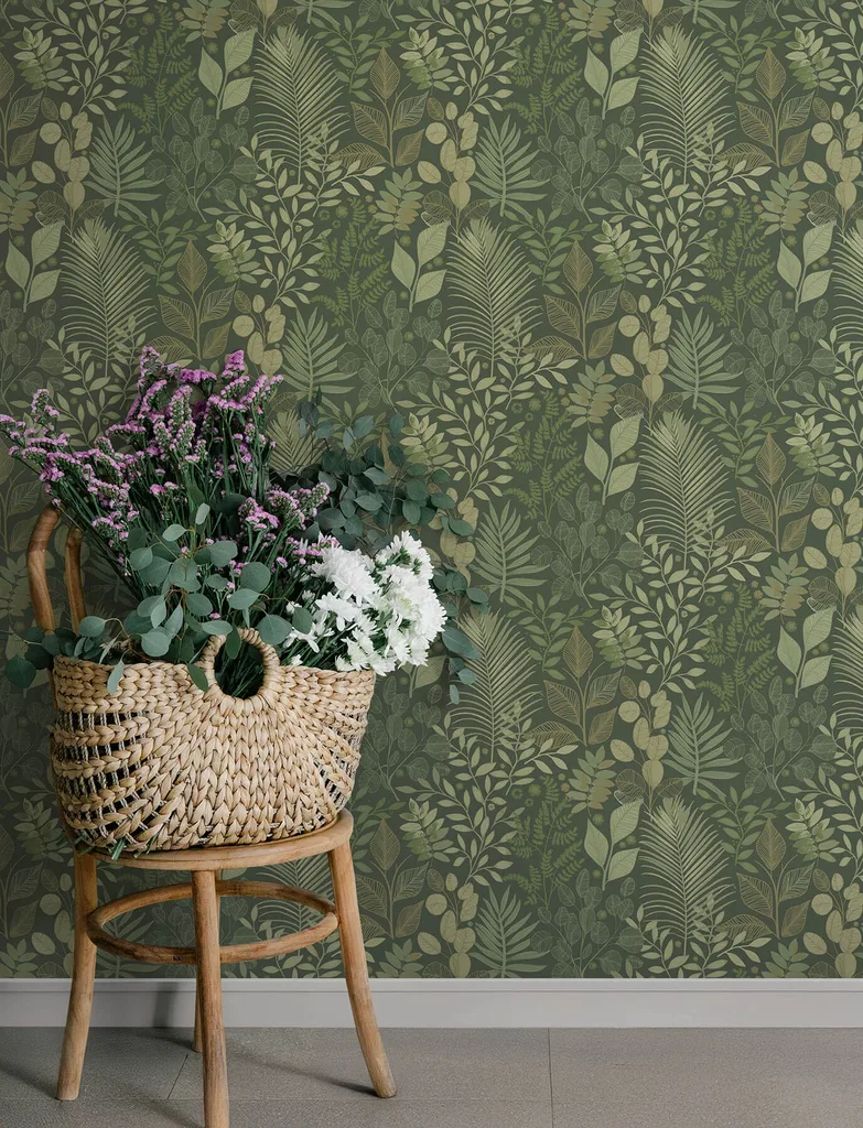 A-Street Prints Ängslycka wallpaper, color Dark Green, SKU 4201-20103
