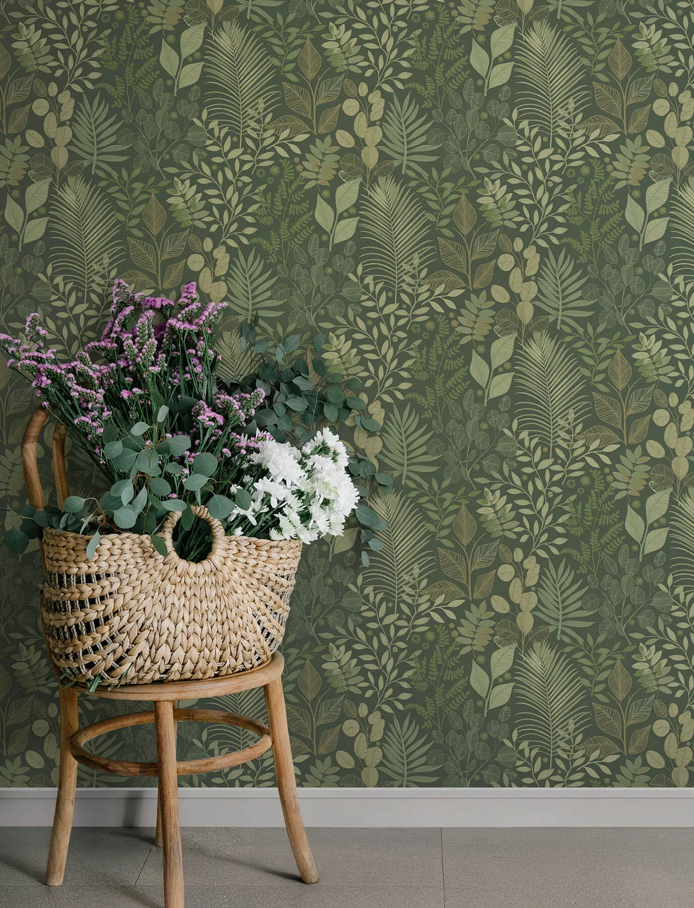 A-Street Prints Ängslycka wallpaper, color Dark Green, SKU 4201-20103