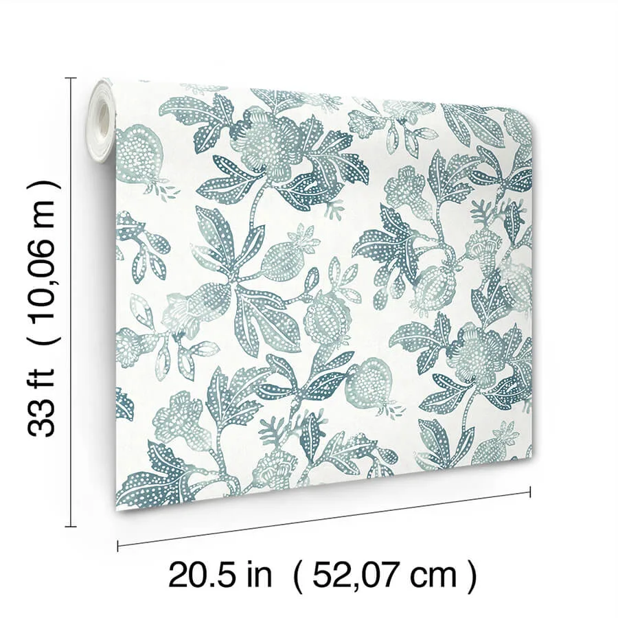 A-Street Prints Beach Rose - Teal Wallpaper | Buy Online A-Street Prints Beach Rose wallpaper, color Teal, SKU 4172-27494