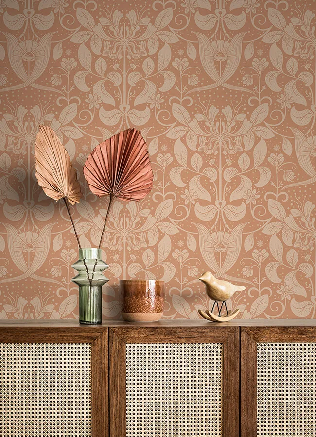 A-Street Prints Berit wallpaper, color Coral, SKU 4080-83128