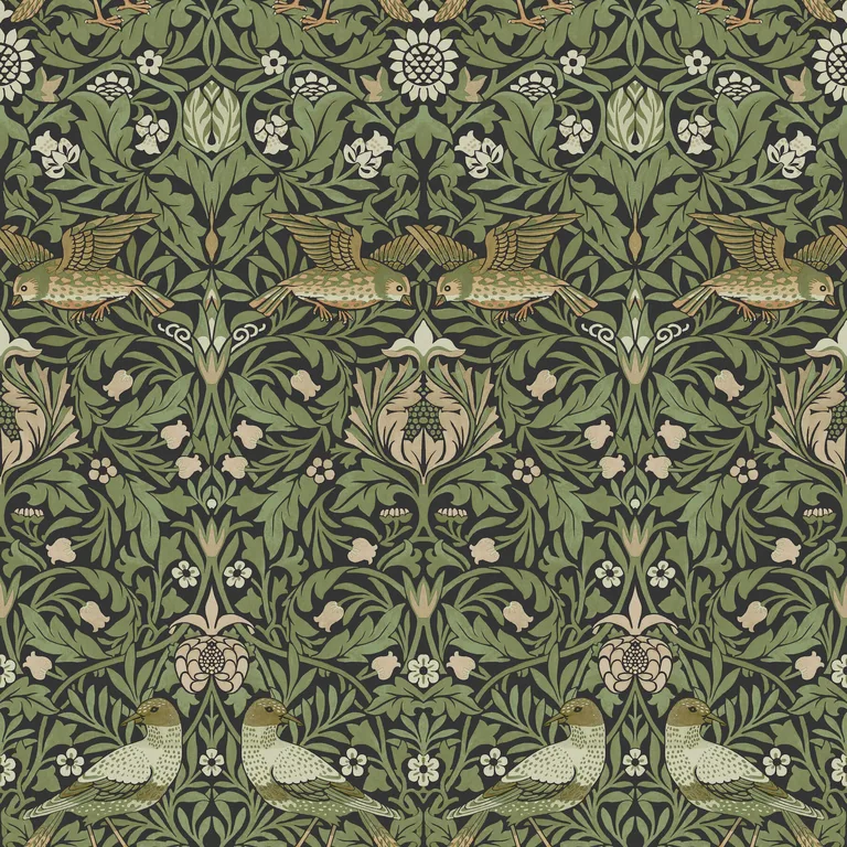 A-Street Prints Bird wallpaper, color Green, SKU 4171-82063