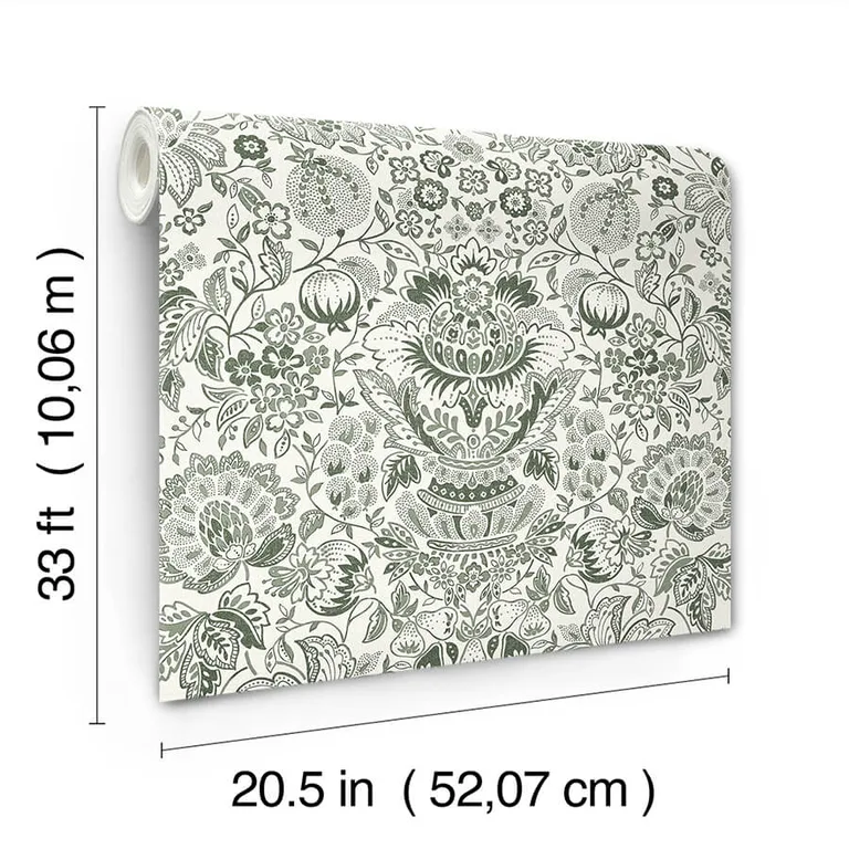 A-Street Prints Blanche wallpaper, color Dark Green, SKU 4147-27375