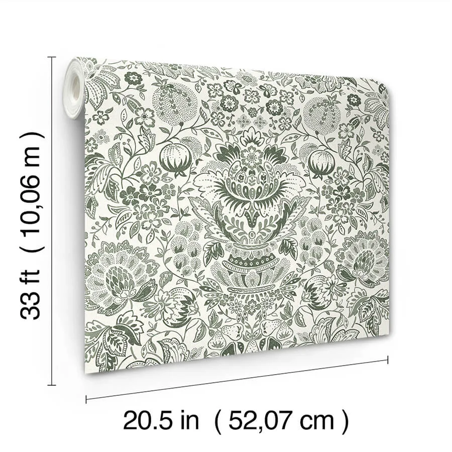 A-Street Prints Blanche - Dark Green Wallpaper | Buy Online A-Street Prints Blanche wallpaper, color Dark Green, SKU 4147-27375