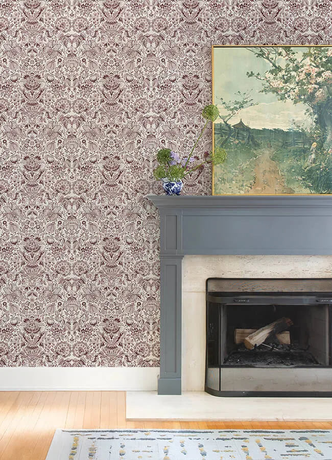 A-Street Prints Blanche - Plum Wallpaper | Buy Online A-Street Prints Blanche wallpaper, color Plum, SKU 4147-27373