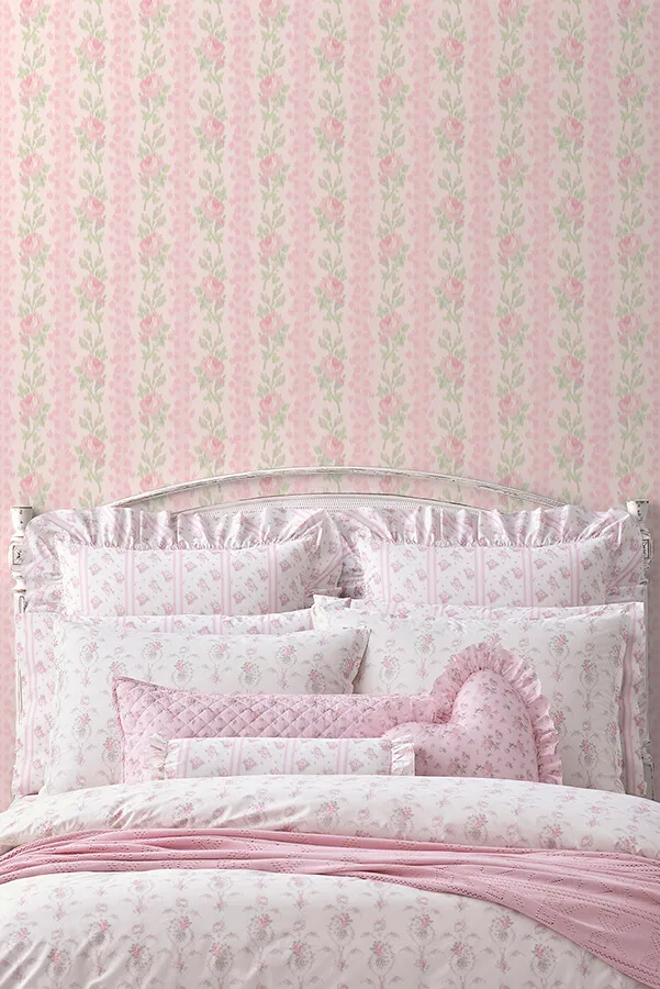 A-Street Prints Blooming Heirloom wallpaper, color Strawberry Macaron, SKU AST6493