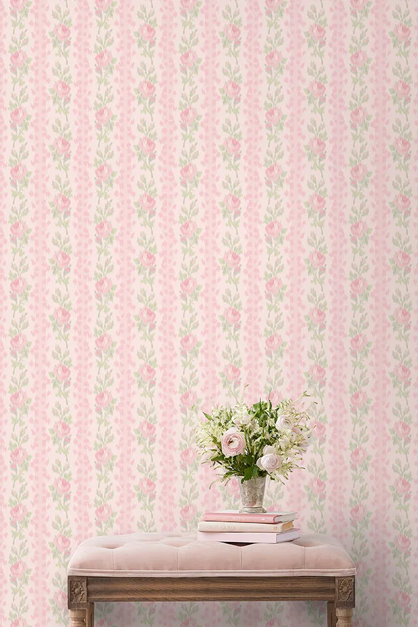 A-Street Prints Blooming Heirloom - Strawberry Macaron Wallpaper | Buy Online A-Street Prints Blooming Heirloom wallpaper, color Strawberry Macaron, SKU AST6493