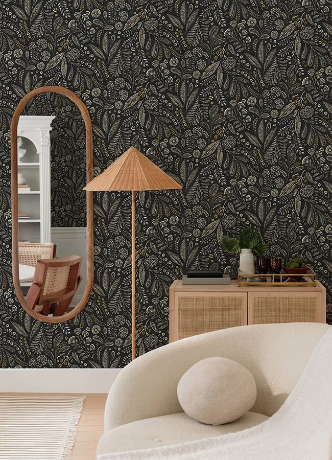 A-Street Prints Briar wallpaper, color Black, SKU 4135-27296