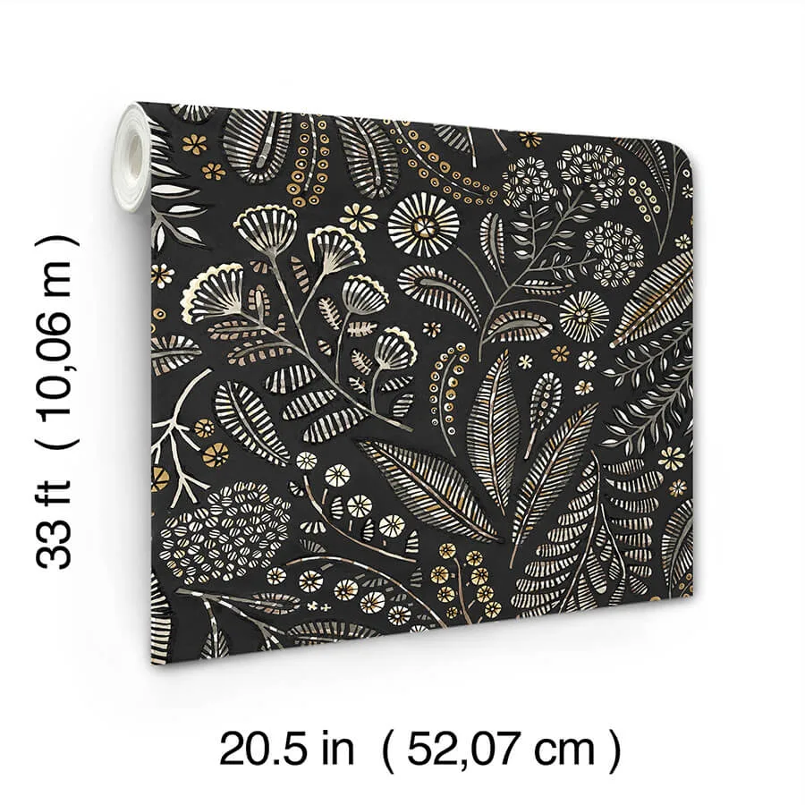 A-Street Prints Briar wallpaper, color Black, SKU 4135-27296
