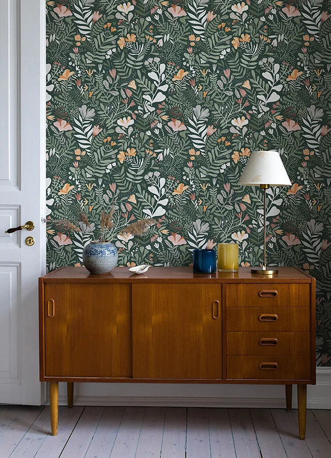 A-Street Prints Brittsommar wallpaper, color Evergreen, SKU 4143-22009