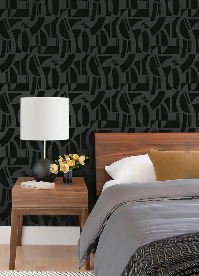 A-Street Prints Carter wallpaper, color Black, SKU 4034-87379