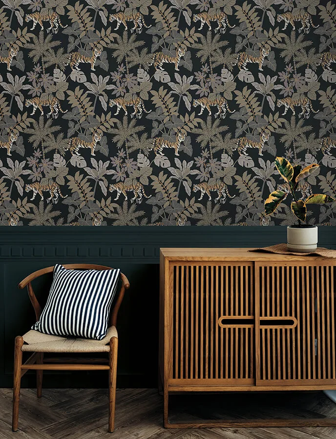A-Street Prints Caspian wallpaper, color Charcoal, SKU 4146-27249