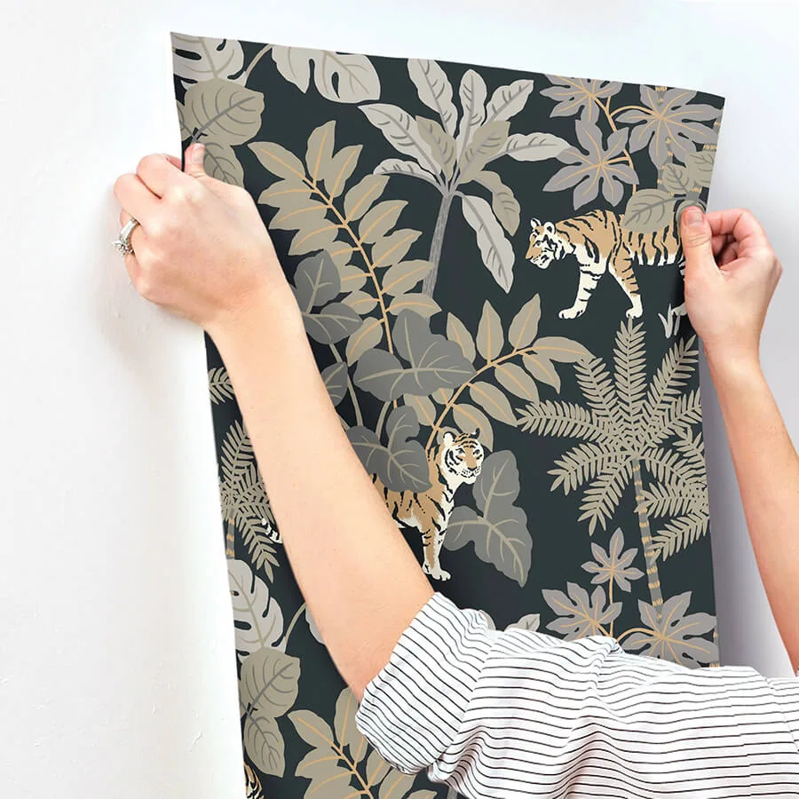 A-Street Prints Caspian wallpaper, color Charcoal, SKU 4146-27249