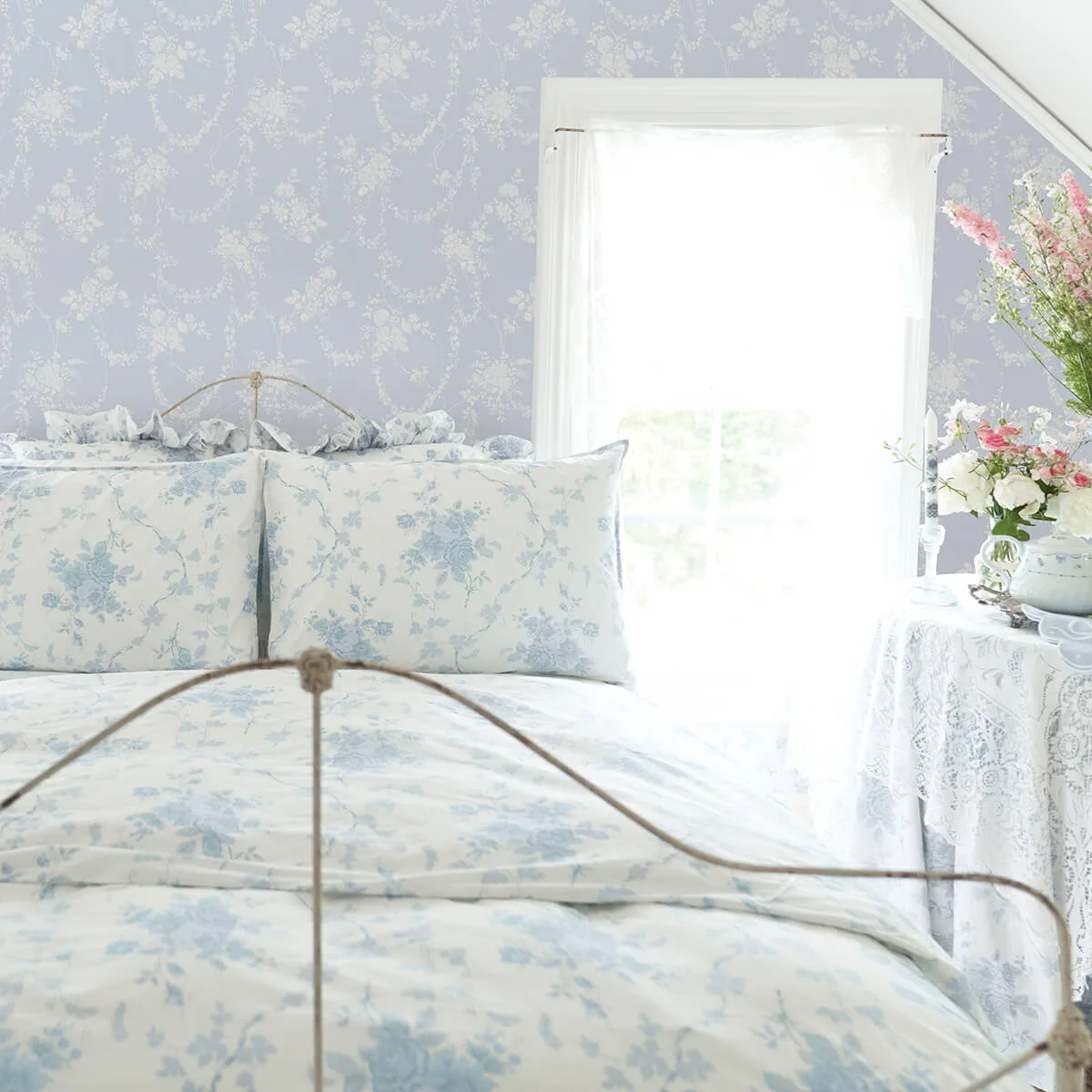A-Street Prints Chandelier Gates - Blue Gemstone Wallpaper | Buy Online A-Street Prints Chandelier Gates wallpaper, color Blue Gemstone, SKU AST4170
