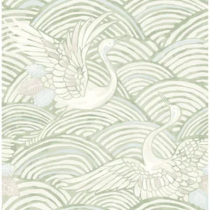 A-Street Prints Egret wallpaper, color Sage, SKU 4172-27497