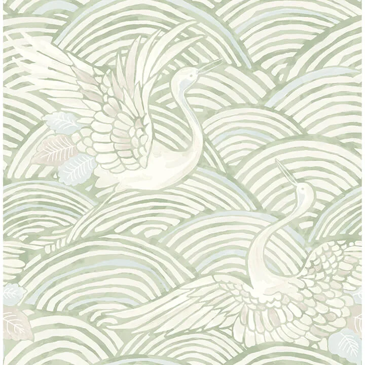 A-Street Prints Egret wallpaper, color Sage, SKU 4172-27497