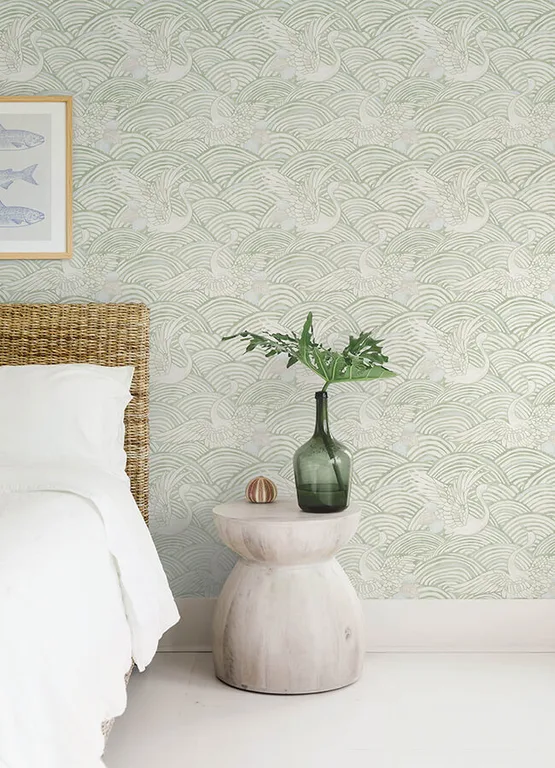 A-Street Prints Egret wallpaper, color Sage, SKU 4172-27497