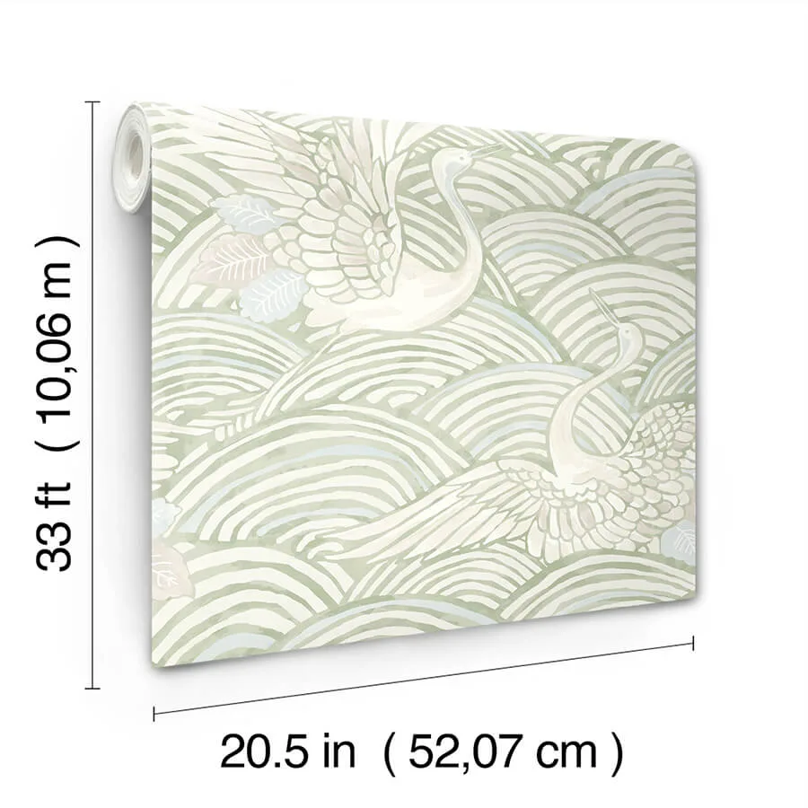 A-Street Prints Egret - Sage Wallpaper | Buy Online A-Street Prints Egret wallpaper, color Sage, SKU 4172-27497