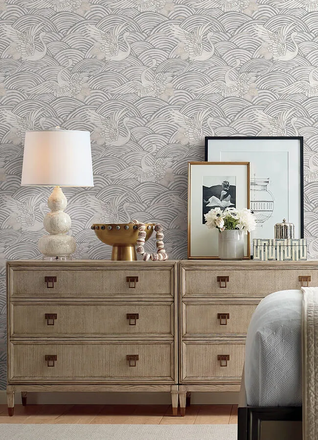 A-Street Prints Egret wallpaper, color Slate, SKU 4172-27496